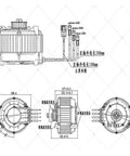 Heavy Duty Qs165 Mid Drive Motor For Electric Bike Conversion 5000W Peak 10kW PMSM Setup technical diagram with dimensions.