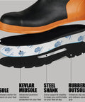 Steel Toe Rubber Boots For Men With Puncture Proof Steel Shank Waterproof Insulated 6mm Neoprene Work Boots With Reflective Strips For Farming Manufacturing And Construction Black Orange Size 8
