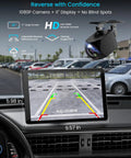 Ultra Slim 11 Inch Wireless CarPlay Screen For Cars With Android Auto And 4K Dash Cam showing rear camera display in car