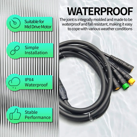 Waterproof Ebike Cable Controller With Display Throttle Ebrake For BBSHD 1T4 137cm Cable Length Built Tough Connects To Display Throttle And Two Brakes Fits BBS01 BBS02 Mid Motor E Bike Conversion Accessories
