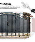 Heavy Duty Spring Loaded Gate Caster Wheel With Beefy Iron And Grippy Rubber Construction Smooth Retractable Fence Roller in action.