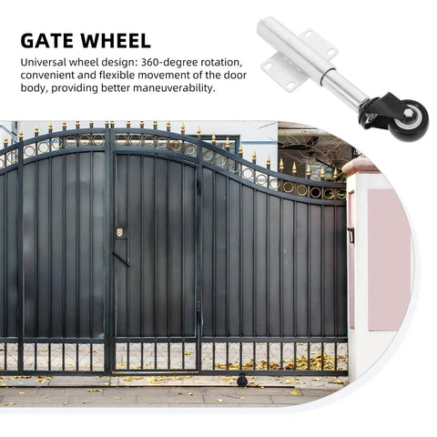 Heavy Duty Spring Loaded Gate Caster Wheel With Beefy Iron And Grippy Rubber Construction Smooth Retractable Fence Roller in action.