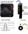 Youngtown 12888 Step Quartz Clock Movement Replacement Part With Hour Trigger Switch, case dimensions and accessories shown