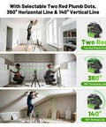 Self Leveling Laser Level With 60 Inch Tripod For Construction And Home Use, Green 360 Degree Horizontal Line And 140 Degree Vertical Line With Two Plumb Dots, Built Tough Workhorse Cross Line Tool For Precise Layout And Quick Alignment.