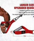 Rock Solid Aluminum Alloy Workout Handles, Hella Durable Metal Gym Grips For Cable Machines And Lat Pulldowns with red straps.