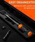 Half Inch Drive Click Torque Wrench Set With 10 To 170 Ft-Lb And 13.6 To 230.5 Nm Range in black case with accessories