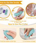 Usage instructions for 2 In 1 Mini Bag Sealer With Cutter And Lanyard, No Preheat Heat Seal For Chips And Snack Bags, Portable Resealer Machine For Plastic Bags And Food Storage, Batteries Included.