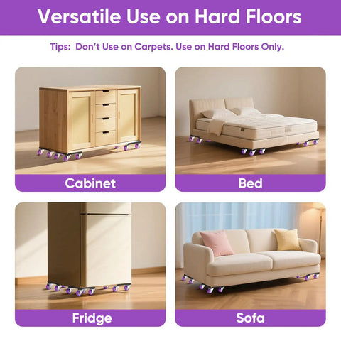 Heavy Duty Furniture Movers With Wheels Carbon Steel Dolly For Heavy Furniture Move Cabinets And Appliances With Ease 1200Lb Max Load 4.1 By 4.1 Inch Casters Beast Lifter Tool For Hard Floors And Back Saving Relocation under cabinet, bed, fridge, and sofa.