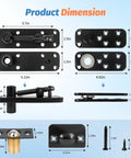 Heavy Duty Hidden Door Hinge Kit With 570 Lbs Load Bearing, 360 Degree Swing Pivot Hinge dimensions and components visualization.
