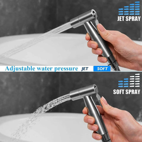 Handheld Bidet Sprayer Kit For Toilet With 57 Inch Hose Adjustable Water Pressure Control in jet and soft modes