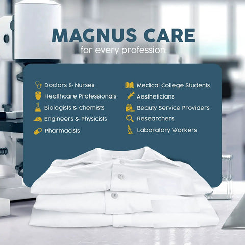 White Unisex Lab Coat For Med Pros Durable Knee Length Cotton Poly Coat For Doctors Nurses And Lab Technicians on display