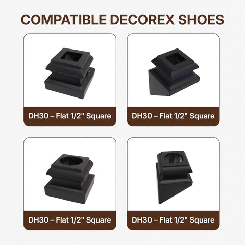 Swivel Baluster Connector For Half Inch Square Balusters, Adjustable Aluminum Structural Mount With Screws, visible Decorex shoes