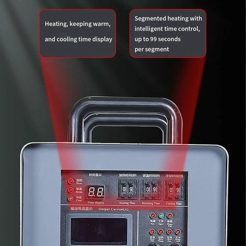 Pro Grade Dead Nuts Tough 15KW High Frequency Induction Heater For Steel Melting And Metal Quenching Welding With Smart Water Temp Guard control panel showing time displays.