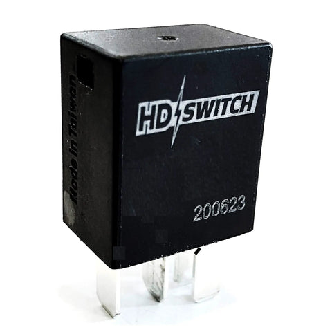 Beefed-Up 12V 30A Waterproof Relay For Lawn Mowers And Tractors, IP68 Sealed With Dielectric Grease Included, Heavy Duty Electric Switch Built For Zero-Turns And Outdoor Equipment, Corrosion Resistant, Plug-And-Play Installation. Black relay with metal prongs