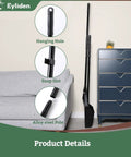 Large Upright Commercial Dustpan With Comb Teeth For Hair And Debris Cleanup, shown with features: hanging hole, snap slot, alloy steel pole.