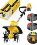 21V Cordless Tiller Cultivator With Two 3.0Ah Batteries And Fast Charger 9 Inch Tilling Width Battery Powered Rototiller