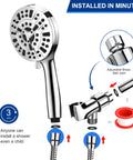 Powerful High Pressure Handheld Shower Head Set With 10 Modes And Five Inch Face 59 Inch Stainless Steel Hose Kit