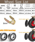 Heavy Duty Caster Wheels For Furniture And Carts With Top Plate Swivel And Pneumatic Rubber Tires Beefy 770 Lbs Load Capacity Per Set Brakes Included For Workbenches Carts Garage And Workshop Rolling Plate Casters with wheel size chart and bearings