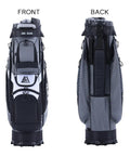 Front and back view of TLock Golf Cart Bag With 14 Way Top Organizer And Quiet Rattle Free Design Big Storage Pockets Rain Cover Durable Handles Grey Premium Cart Bag For Men.