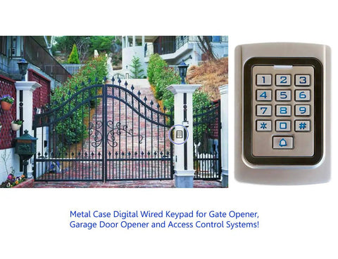IP68 Waterproof Digital Wired Keypad in Tough Metal Case for Outdoor Gates and Garage Doors with Backlit Keys