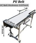 Heavy Duty Industrial Flat Conveyor Belt Built Like A Tank With Adjustable Guardrails Stainless Steel Frame Variable Speed Motor, 11.8inch wide, 53inch long.
