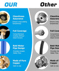 Comparison chart of Outdoor Patio Misting System With Anti Clog Brass Nozzles and competitor showing nozzle and materials.