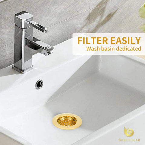 Heavy Duty Stainless Steel Bathroom Sink Strainers 2 Pack Anti Clog Mesh Drain Screen Hair Catcher For Utility Sink Gold Basket Cover That Works Like A Charm And Keeps Your Drain Flushing Smooth All Day Long