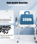 Heavy Duty Shower Chair Bath Seat With Padded Armrests Non Slip Feet Tool Free Assembly Six Stage Height Adjustment