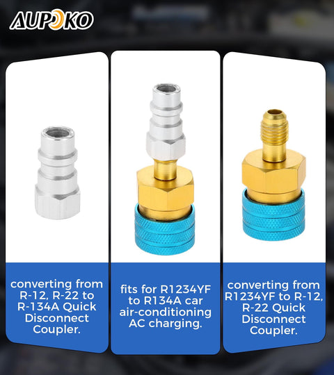 R1234YF To R134A Low Side Quick Coupler For Car AC Charging With R12 To R134A Hose Adapter Fitting Aluminum Build