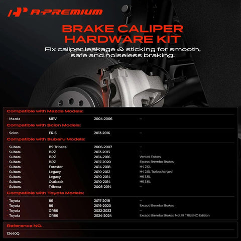 Upgrade Your Ride With A Premium Rear Side Disc Brake Hardware Kit Built For Subaru Outback Forester Legacy Brz And Tribeca Models Using Heavy Duty Components For Smooth Stopping Power And Long Lasting Durability Under Any Driving Condition. Brake caliper hardware kit with rotor and compatibility list