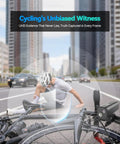 Cyclist sitting on road after accident, with 4K Bike Camera With GPS Tracking And Integrated Cycling Computer Headlight capturing scene.