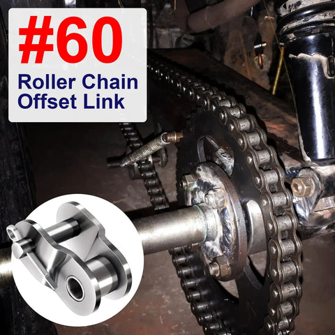 #60 Roller Chain Offset Half Links for Motorbike Dirt Bike ATV, carbon steel, durable construction, essential part for smooth operation.