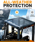 Tough As Nails Tinted Semi Transparent Forklift Roof Cover With Reinforced Rope And Rust Resistant Grommets Shop Safe Rain Guard Replacement Canopy shown on forklift.