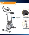 Magnetic Upright Bike With 8 Resistance Levels NS-40504U Grey, Sturdy Steel Frame, Adjustable Cushioned Seat Detail