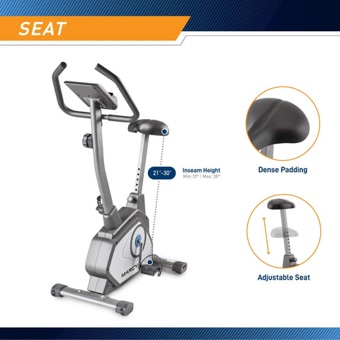 Magnetic Upright Bike With 8 Resistance Levels NS-40504U Grey, Sturdy Steel Frame, Adjustable Cushioned Seat Detail