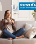 Living room with 800 Lb Beefed Up Kick Proof Door Reinforcement Lock for Inward Swing Doors Easy DIY Install visible on door.
