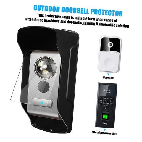 Weatherproof Rain Guard Cover For Outdoor Face Recognition Attendance Systems, Keypads And Doorbells, black acrylic, installed view