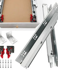 Kickass Four Pair Set Of Twelve Inch Undermount Drawer Slides With Butter Smooth Soft Close and Full Extension Concealed Runners and hardware components.