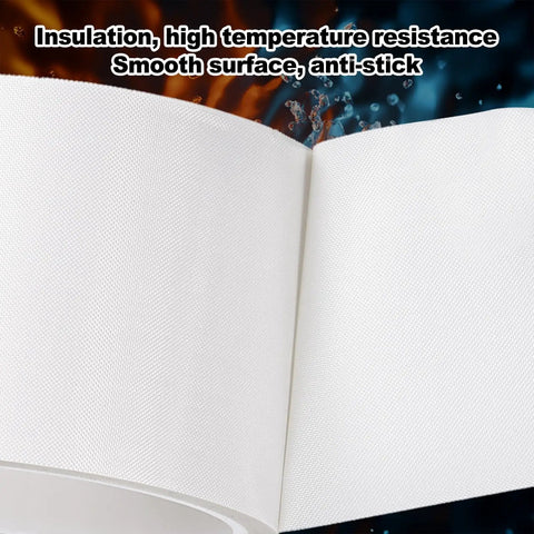 Heat Resistant PTFE Tape 1.4 Inch, 33 Feet Heavy Duty High Temperature Waterproof Tape roll close-up, white texture