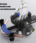 Smooth Operator Electric Copper Tube Bender For Ac And Refrigeration Quick Swap Pipe Bender 1/4 To 7/8 Inch one-handed operation close-up.