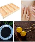 Straight Up Chic Wooden Jewelry Tray Organizer With Four Spacious Compartments, top view showing wooden construction and organization.