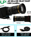 4K 60fps USB 3.0 Webcam With HDMI And USB Output For Dual Display Setup, 10x Zoom Lens 5-50mm, Manual Zoom, shown from side