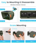 Solar Driveway Alarm With Half Mile Long Range Wireless Motion Alert For Home Garage And Gate Adjustable Sensitivity Instant Alerts Weatherproof Outdoor Security Sensor mounted with solar panel and sensor eye