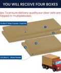 Top Shelf White Sliding Closet Door Kit For 128 By 80 Inch Openings Featuring Four Smooth Gliding Panels, shown in four delivery boxes.