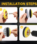 Installation steps for All In One Pro Grade Drill Polishing Kit For DIYers With 215 Pcs 3 Inch Wet Dry Sandpaper Buffing Pads