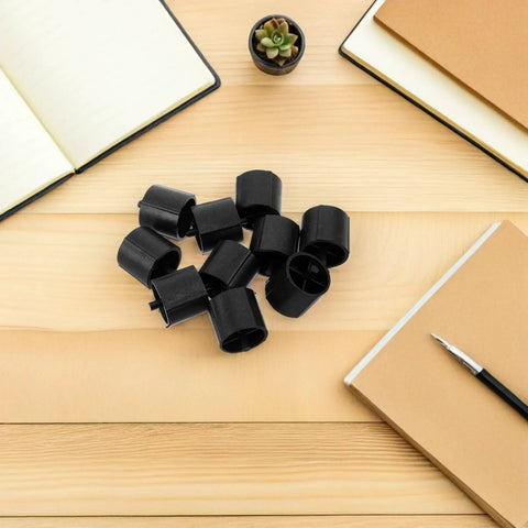 12 Pack Plastic Tape Dispenser Replacement Cores, No Sweat Install, Smooth Tape Application, Durable Spare Parts For Home Office, School And Desk Supplies, black plastic cores on desk