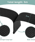 Image showing black 2 Inch Wide Heavy Duty Cable Straps With 15 Buckles, 16 Ft Reusable Hook And Loop Ties, texture details