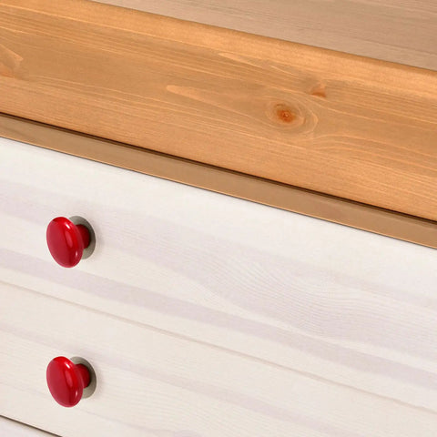 Vibrant Red Ceramic Cabinet Knobs 20 Pcs Vintage Round Drawer Pulls For Dresser Kitchen Bath Vanity Instant Furniture Glow Up - close-up on red knobs.