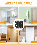 Top Shelf 3 Pack Self Closing Door Hinges 4 Inch Black With Heavy Duty Steel Build shown in kitchen, bathroom, basement and entrance.