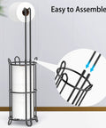 Freestanding Toilet Paper Holder Stand And Dispenser For Bathroom Storage Holds Four Rolls Metal Wire Black Finish No Fuss Design Easy Access And Space Saving Organizer with assembly guide